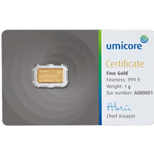 Umicore 1 gram goudbaar